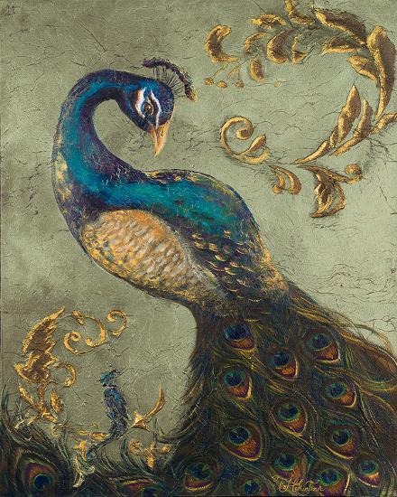 Peacock on Sage II Art Print by Tiffany Hakimipour at Art.com