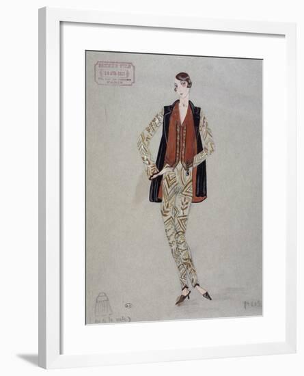 Printed Shirt, Pants and Waistcoat, Model by Becker Fils - Paris, 1926, Watercolour, France-null-Framed Giclee Print