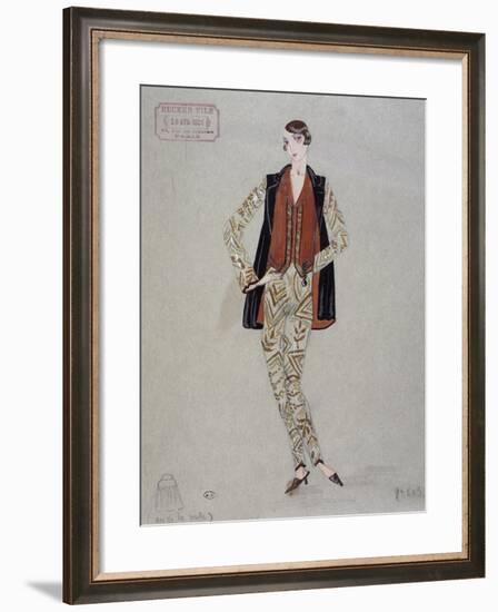 Printed Shirt, Pants and Waistcoat, Model by Becker Fils - Paris, 1926, Watercolour, France-null-Framed Giclee Print