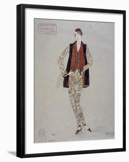 Printed Shirt, Pants and Waistcoat, Model by Becker Fils - Paris, 1926, Watercolour, France-null-Framed Giclee Print
