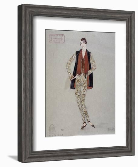 Printed Shirt, Pants and Waistcoat, Model by Becker Fils - Paris, 1926, Watercolour, France-null-Framed Giclee Print