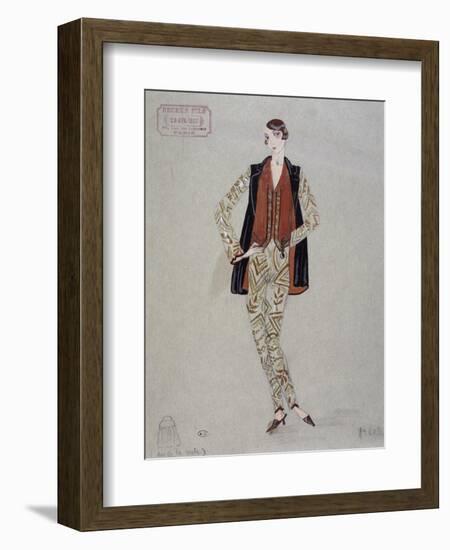 Printed Shirt, Pants and Waistcoat, Model by Becker Fils - Paris, 1926, Watercolour, France-null-Framed Giclee Print