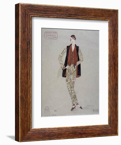 Printed Shirt, Pants and Waistcoat, Model by Becker Fils - Paris, 1926, Watercolour, France-null-Framed Giclee Print