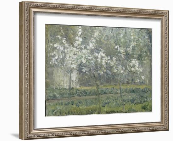 Printemps. Pruniers en fleurs, dit : Potager, arbres en fleurs, printemps, Pontoise-Camille Pissarro-Framed Giclee Print