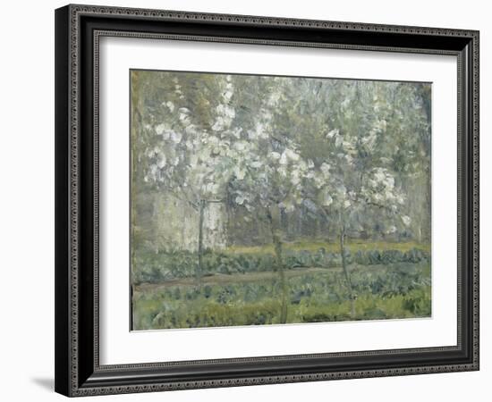 Printemps. Pruniers en fleurs, dit : Potager, arbres en fleurs, printemps, Pontoise-Camille Pissarro-Framed Giclee Print