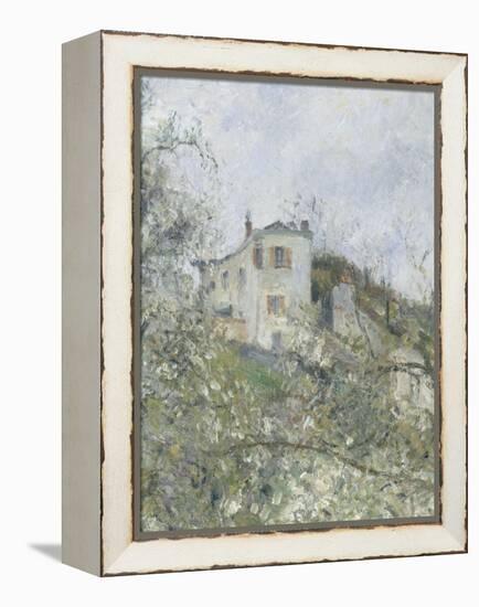 Printemps. Pruniers en fleurs, dit : Potager, arbres en fleurs, printemps, Pontoise-Camille Pissarro-Framed Premier Image Canvas