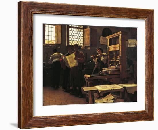 Printer Bernardo Cennini in His Workshop, 1906-Tito Lessi-Framed Giclee Print