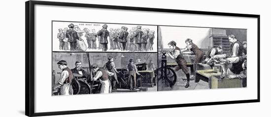 Printing Office and the Carpenters Shop the Anniversary of the Little Boys Home at Farningham and S-null-Framed Giclee Print