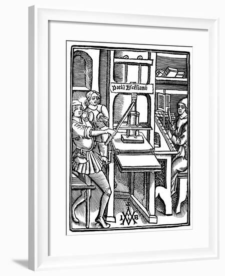 Printing Press, 1511-null-Framed Giclee Print