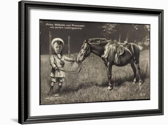 Prinz Wilhelm Von Preußen Füttert Pony, Liersch 1980-null-Framed Giclee Print