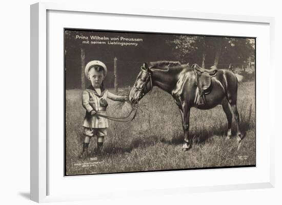 Prinz Wilhelm Von Preußen Füttert Pony, Liersch 1980-null-Framed Giclee Print