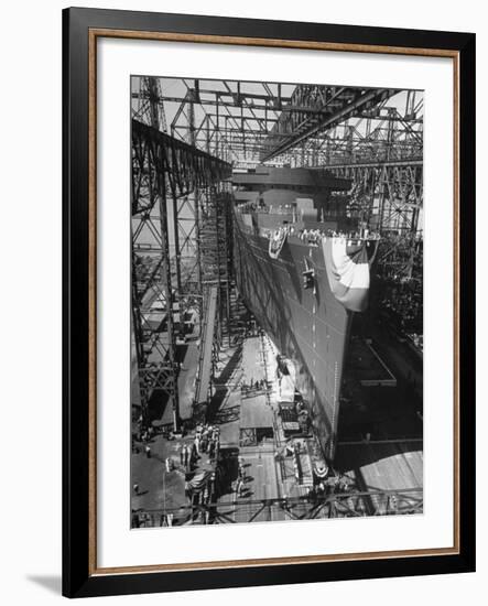 Prior to Launching Oceanliner America, Newport News, Virginia-Alfred Eisenstaedt-Framed Photographic Print