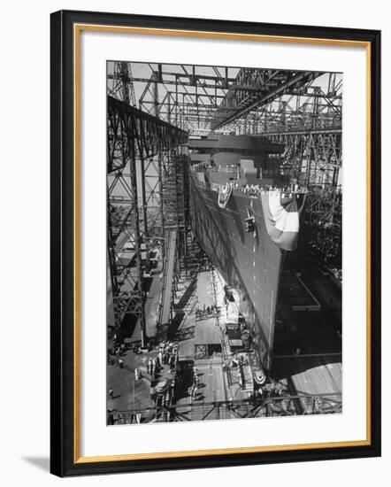 Prior to Launching Oceanliner America, Newport News, Virginia-Alfred Eisenstaedt-Framed Photographic Print