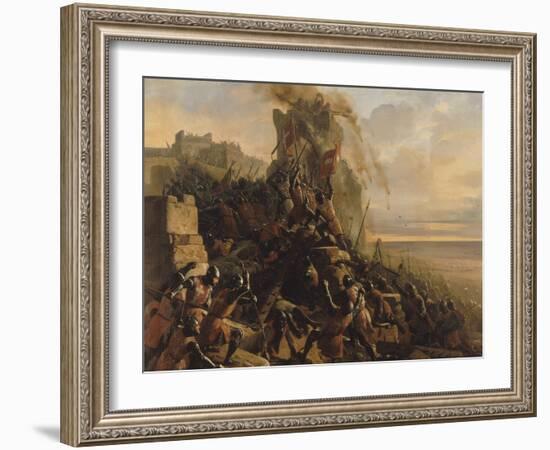 Prise de l'île de Rhodes par les chevaliers de l'ordre des Hospitaliers de Saint-Jean de Jérusalem-Eloi Firmin Feron-Framed Giclee Print