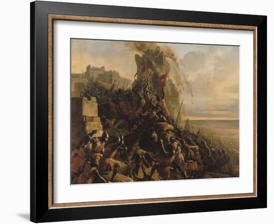 Prise de l'île de Rhodes par les chevaliers de l'ordre des Hospitaliers de Saint-Jean de Jérusalem-Eloi Firmin Feron-Framed Giclee Print