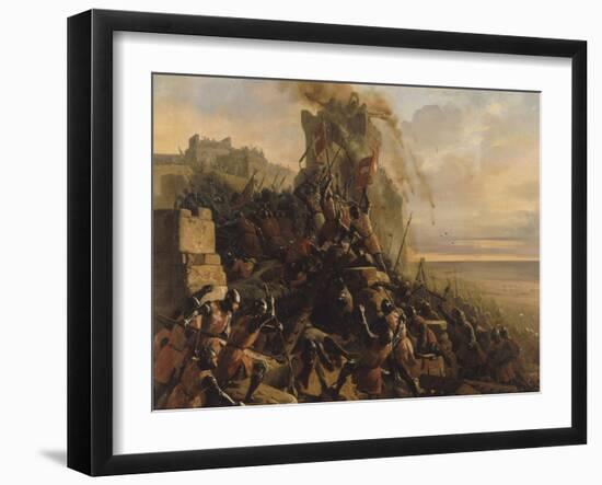 Prise de l'île de Rhodes par les chevaliers de l'ordre des Hospitaliers de Saint-Jean de Jérusalem-Eloi Firmin Feron-Framed Giclee Print