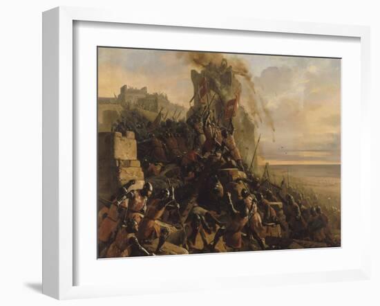 Prise de l'île de Rhodes par les chevaliers de l'ordre des Hospitaliers de Saint-Jean de Jérusalem-Eloi Firmin Feron-Framed Giclee Print