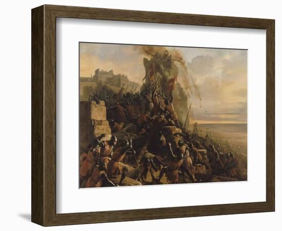 Prise de l'île de Rhodes par les chevaliers de l'ordre des Hospitaliers de Saint-Jean de Jérusalem-Eloi Firmin Feron-Framed Giclee Print