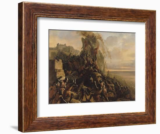 Prise de l'île de Rhodes par les chevaliers de l'ordre des Hospitaliers de Saint-Jean de Jérusalem-Eloi Firmin Feron-Framed Giclee Print