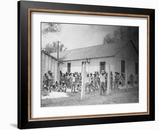 Prison Compound No. 1, Angola, Louisiana, Leadbelly in Foregound-Alan Lomax-Framed Photo