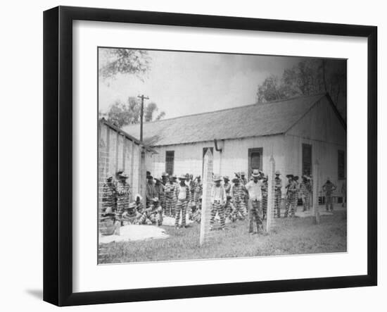 Prison Compound No. 1, Angola, Louisiana, Leadbelly in Foregound-Alan Lomax-Framed Photo