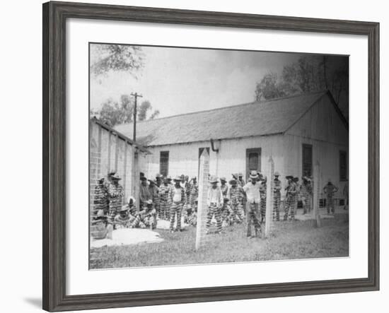 Prison Compound No. 1, Angola, Louisiana, Leadbelly in Foregound-Alan Lomax-Framed Photo