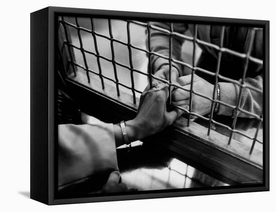 Prisoner Ronald Gallagher and Wife Holding Hands-Michael Rougier-Framed Premier Image Canvas