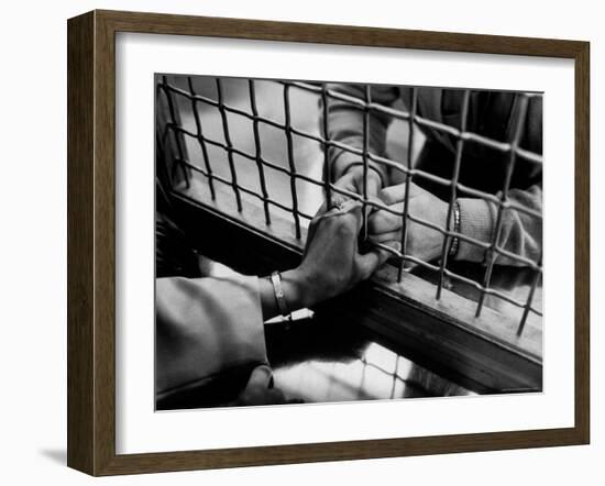 Prisoner Ronald Gallagher and Wife Holding Hands-Michael Rougier-Framed Photographic Print