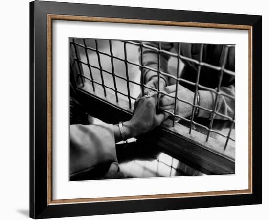 Prisoner Ronald Gallagher and Wife Holding Hands-Michael Rougier-Framed Photographic Print