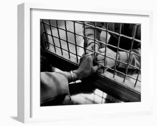 Prisoner Ronald Gallagher and Wife Holding Hands-Michael Rougier-Framed Photographic Print