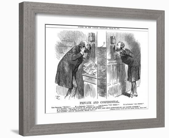 Private and Confidential, Opening of the Anglo-French Telephone Line, 1891-John Tenniel-Framed Giclee Print