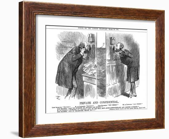 Private and Confidential, Opening of the Anglo-French Telephone Line, 1891-John Tenniel-Framed Giclee Print