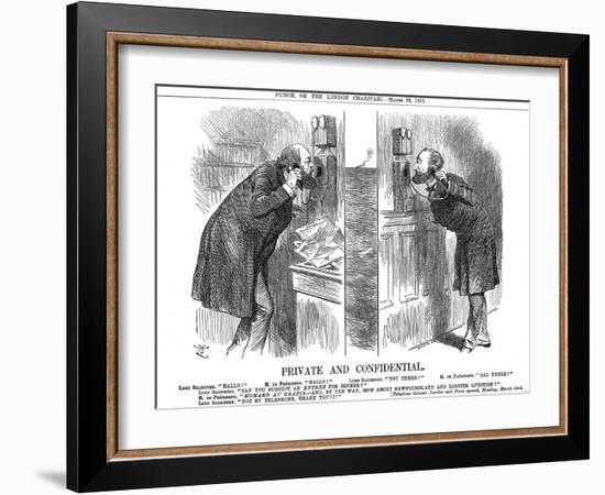 Private and Confidential, Opening of the Anglo-French Telephone Line, 1891-John Tenniel-Framed Giclee Print