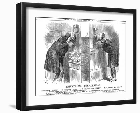 Private and Confidential, Opening of the Anglo-French Telephone Line, 1891-John Tenniel-Framed Giclee Print