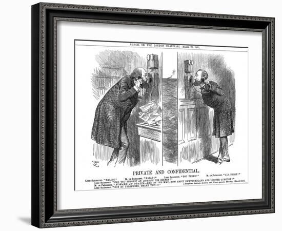 Private and Confidential, Opening of the Anglo-French Telephone Line, 1891-John Tenniel-Framed Giclee Print