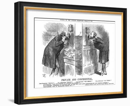 Private and Confidential, Opening of the Anglo-French Telephone Line, 1891-John Tenniel-Framed Giclee Print