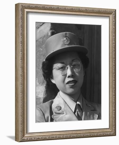 Private Margaret Fukuoka, W.A.C. at Manzanar, 1943-Ansel Adams-Framed Photographic Print