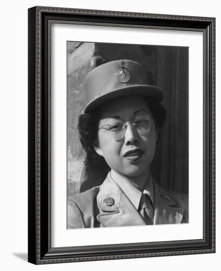 Private Margaret Fukuoka, W.A.C. at Manzanar, 1943-Ansel Adams-Framed Photographic Print