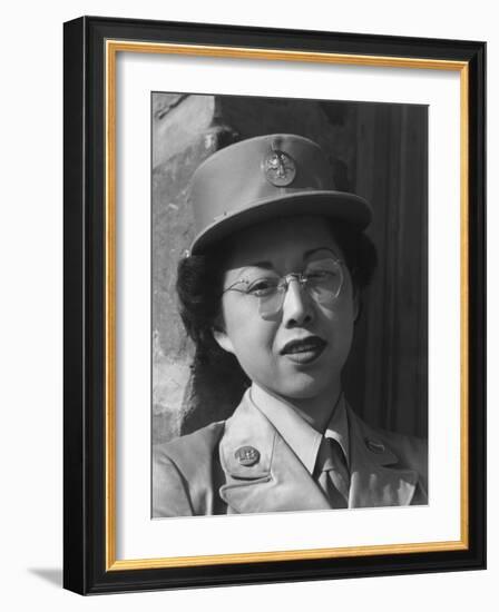 Private Margaret Fukuoka, W.A.C. at Manzanar, 1943-Ansel Adams-Framed Photographic Print