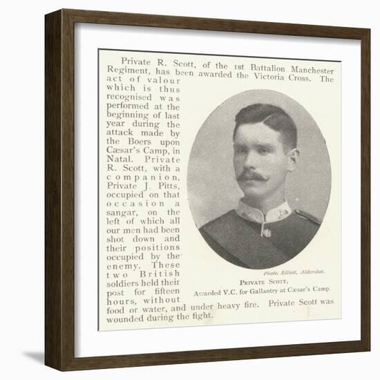 Private Scott, Awarded Vc for Gallantry at Caesar's Camp-null-Framed Giclee Print