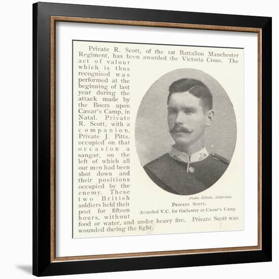 Private Scott, Awarded Vc for Gallantry at Caesar's Camp-null-Framed Giclee Print