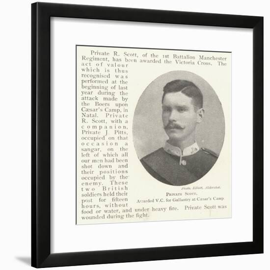 Private Scott, Awarded Vc for Gallantry at Caesar's Camp-null-Framed Giclee Print