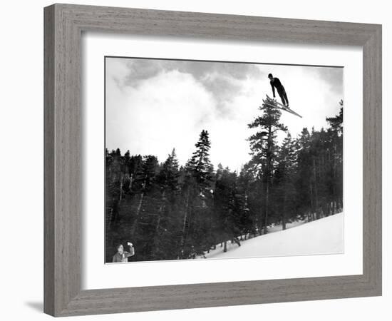 Prize Winnning Leap (b/w photo)-null-Framed Photographic Print