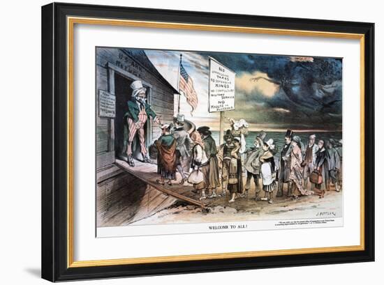 Pro-Immigration Cartoon-Joseph Keppler-Framed Giclee Print