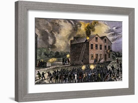 Pro-Slavery Mob Burning the Print-Shop of Abolitionist Elijah P. Lovejoy, Alton, Illinois, 1835-null-Framed Giclee Print