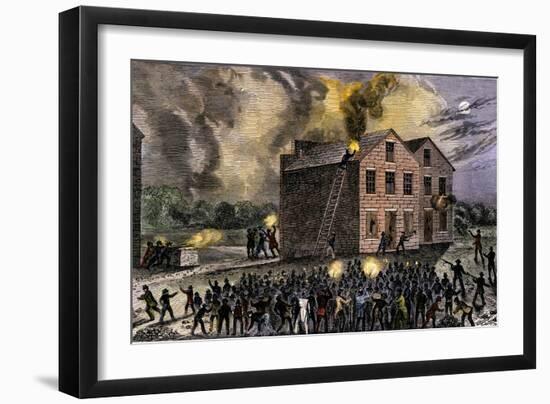 Pro-Slavery Mob Burning the Print-Shop of Abolitionist Elijah P. Lovejoy, Alton, Illinois, 1835-null-Framed Giclee Print