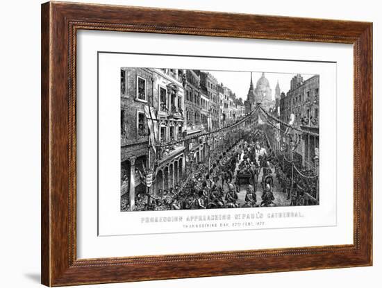 Procession Approaching St Paul's Cathedral, Thanksgiving Day, 27 February, 1872-null-Framed Giclee Print