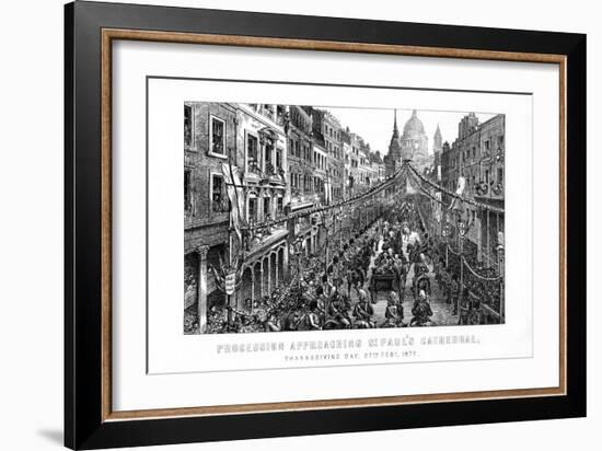Procession Approaching St Paul's Cathedral, Thanksgiving Day, 27 February, 1872-null-Framed Giclee Print