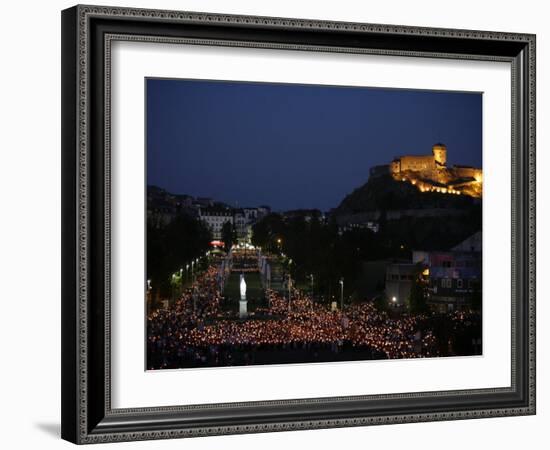 Procession at the Lourdes Shrine, Lourdes, Hautes Pyrenees, France, Europe-Godong-Framed Photographic Print