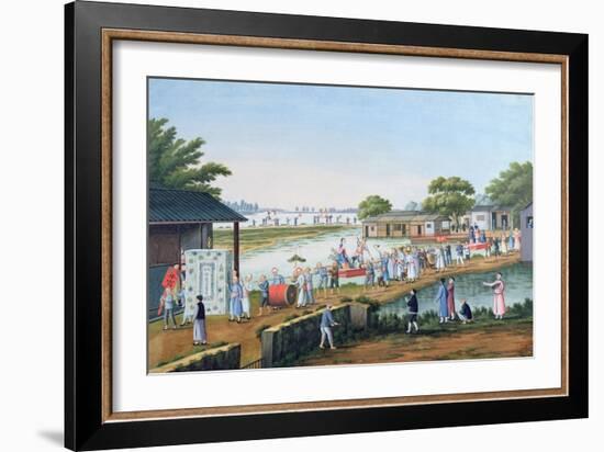 Procession During a Festival in China Celebrating a Good Harvest-null-Framed Giclee Print